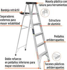 Truper EST-35, Escalera de tijera tipo III, 5 escalones, con bandeja - Escalera - Ver 3