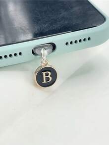 1pc Type-C Vintage Letter Phone Dust Plug, 26 Letter Options In Black & Gold Round Charging Port Cover, Luxury Niche Design Compatible With All Models, Anti-Dust Anti-Loss Accessory - Type-c - View 32