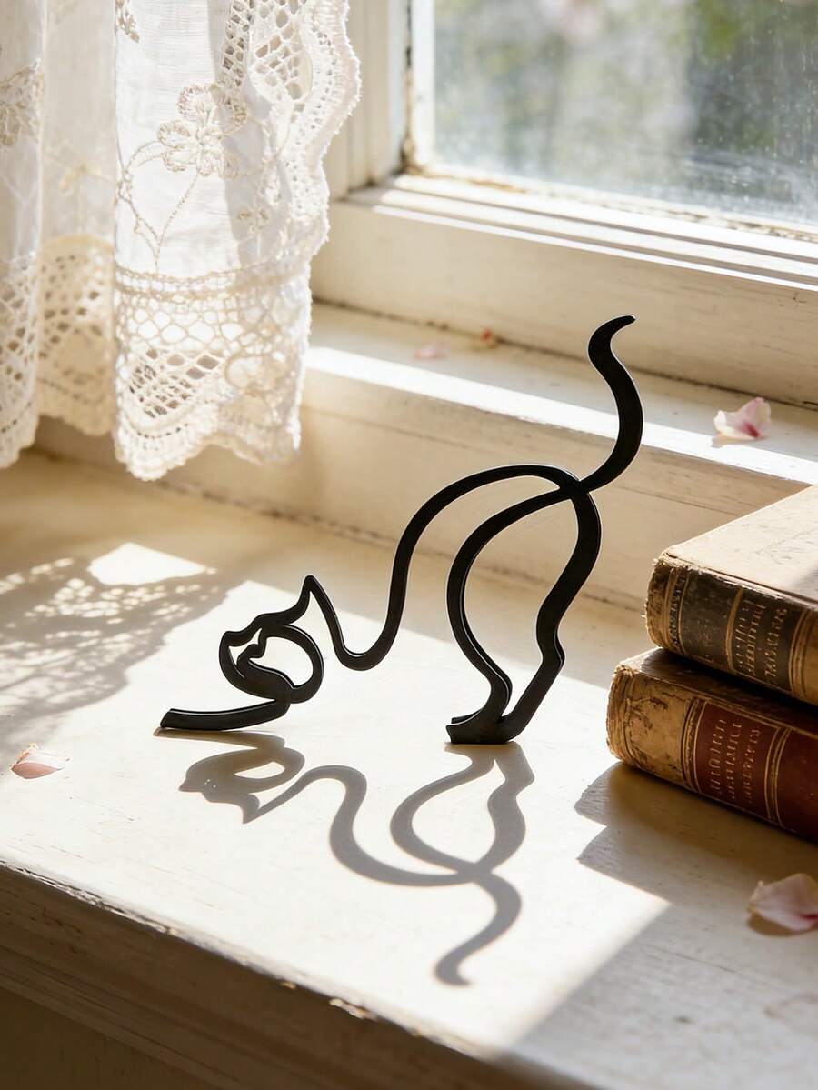 1 Tượng mèo đen tối giản, Tượng mèo nghệ thuật hiện đại, Đồ trang trí nhà cửa hình mèo, Thích hợp cho phòng khách, văn phòng, phòng ngủ, Trang trí bàn làm việc hình mèo thời trang, Phụ kiện văn phòng sáng tạo, Trang trí động vật trang nhã, Tác phẩm nghệ thuật mèo độc đáo, Món quà lý tưởng cho người yêu mèo, Trang trí nhà cửa hiện đại