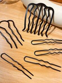 6-Pack Black Hair Clips, Hair Bun Maker, Hairpin, Hair Ornament, Simple Black Hair Comb - Black - View 4