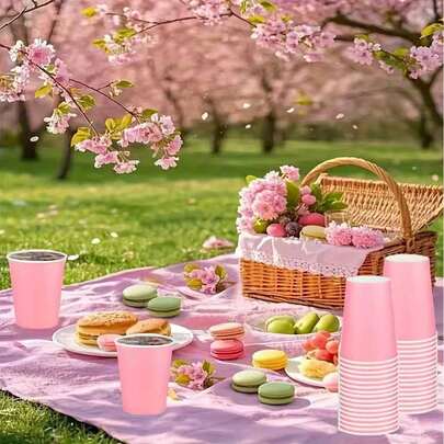 10/20/30/40/50/100pcs 8oz Mother's Day Outdoor Paper Cups, Disposable Coffee Cups, Hot/Cold Drink Cups, Suitable For Wedding, Party, Picnic, BBQ, Travel & Events Colorful Tumblers, Holiday Picnic Party Supplies, Applicable For Restaurant, Food Truck, Kitchen, Office, Valentine's Day