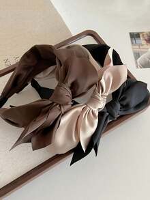 3条装女士时尚缎面蝴蝶结发带，适合日常佩戴，居家、洗脸、上学、海滩、办公、派对、生日、返校、新年、母亲节等场合。 - 彩色 - 查看 11