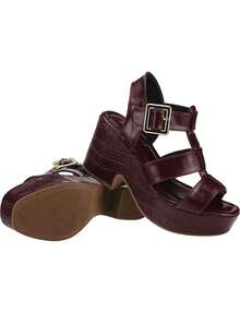 Women's Wedge Sandal With Platform Heel, Shekinah Style, Wide Buckle, Fashion - 紅木色 - 查看 6