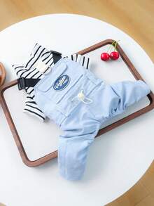 PETCIRCLE 1件宠物衣服，狗狗服装，春夏新款轻薄连体衣，适合小型犬 - 星蓝色 - 藍色 - 查看 6