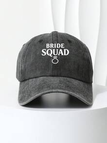 1pc Bride Squad Baseball Cap, Distressed Pink Wash, Bridesmaid Exclusive Wedding Photo Sunhat - SQUAD - View 12