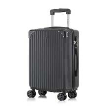 YONSLY Lightweight Suitcase 20/24/28 Inches With Combination Lock 4 Wheels 360° Double Zipper Mesh Pocket Soft Rubber Handle Trolley Suitcase - 黑色 - 查看 11