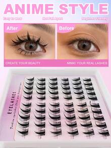 60pcs C-Curl Self-Adhesive Fluffy False Eyelash Clusters, Create Manga-Style Voluminous Effect, DIY Lash Extension, Delicate & Lightweight, Reusable, Individual Cluster Design, Easy Application, No Sticky Residue, No Manual Gluing Required - Black - View 4