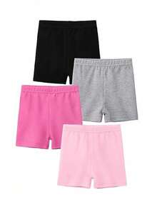 4pcs Girls' Modal Safety Shorts, Solid Color Pure Cotton Tight Leggings, Anti-Exposure Pants For Children - Multicolor - View 7