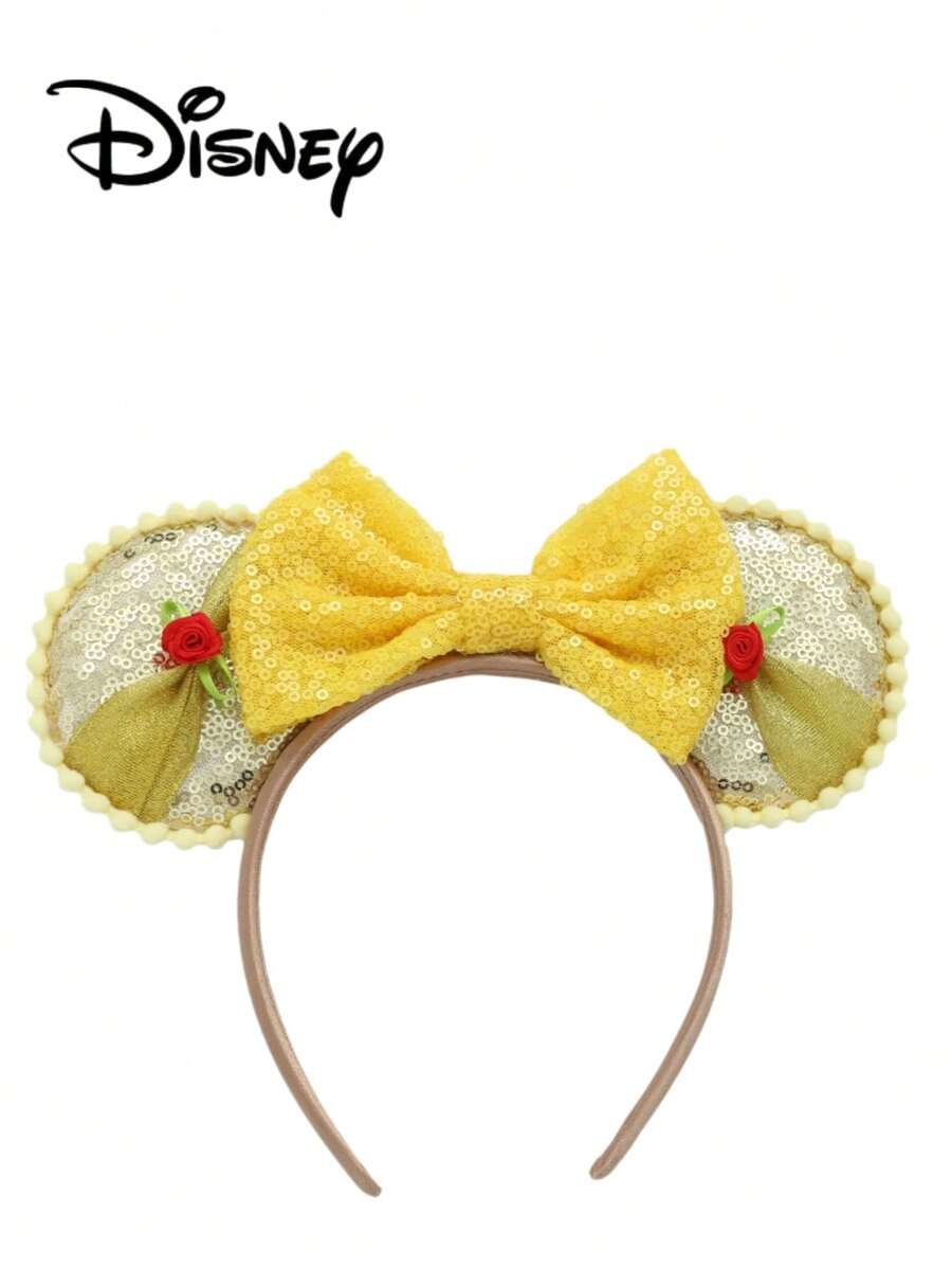 Disney 1件黄色+红色亮片花朵发箍，节日派对头饰，趣味拍照道具，适合生日派对、复活节活动、主题派对，可爱蝴蝶结卡通发饰，公主装扮装饰发带发箍发箍头饰 - 彩色 - 查看 1