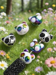 5/10/20/30 chiếc mặt dây chuyền hình gấu trúc dễ thương nhiều màu sắc, hạt trang trí, thích hợp để tự làm vòng cổ, vòng tay, bông tai, móc khóa, dây đeo điện thoại, đồ trang trí, quà tặng đôi. - gấu trúc - Xem 5