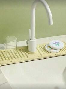 1 Peça Bandeja de Gotejamento de Torneira de Silicone - Almofada de Gotejamento de Alça de Torneira de Silicone, Dispenser de Sabão de Louça, Protetor Contra Respingos de Torneira, Acessórios de Pia de Cozinha, Tapete Anti-Respingos, Borda Estreita Ajustável, Adequado para Pia de Banheiro, Pia de Cozinha e Escorredor de Louça - Multicolorido - Visão 8