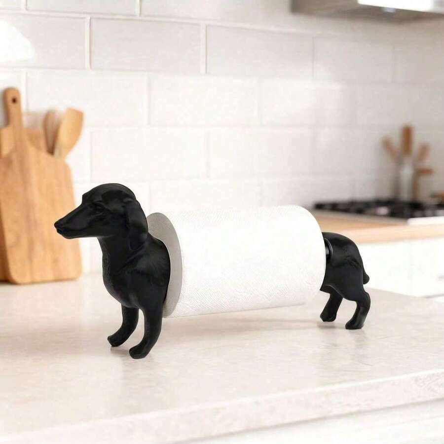 1个腊肠犬造型纸巾架，动物造型纸巾盒，独立式台面纸巾架，易于补充纸巾，现代与传统风格浴室装饰，送给爱狗人士的礼物，可爱动物造型，完美的节日礼物和厨房、浴室、客厅装饰品，送给朋友的可爱趣味礼物 - A - 查看 1