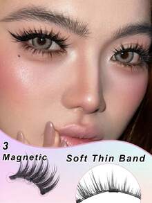 Bộ 1 cặp mi giả từ tính kiểu Manga kèm nhíp chuyên nghiệp, có thể tái sử dụng, không cần keo, mi giả Manga dài, mềm mại, tự nhiên, dụng cụ trang điểm mắt nhẹ nhàng. - màu đen - Xem 6