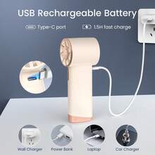Portable Handheld Fan, Speed (1-100) Adjustable Turbo Mini Fan, 3000mAh Battery Rechargeable Personal Fan With Metal Body, Digital Display, Gifts For Women Men Travel/Camping/Outdoor-Grey - 米色 - 查看 9