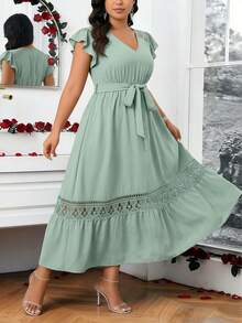 Women's Luxury Waist-Length Banquet Dress - Green - View 13