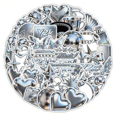 58Pcs Metallic Y2K Stickers, Aesthetic Graffiti Decals For Phone, Laptop, Journal & Scrapbooking