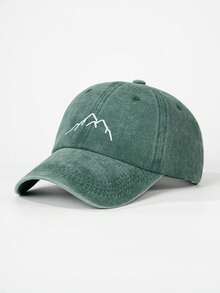 1pc Embroidered Mountain Peak Washed Baseball Cap, Adjustable Outdoor Sun Protection Casual Hat Suitable For Travel, Beach, Vacation, Y2K Style For Young People - Baseball Cap - View 14