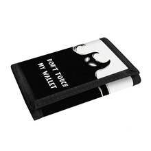 3-Fold Canvas Wallet With "Don't Touch My Wallet" Graphic Print, Includes Keychain/Zipper Coin Pouch/Card Slots, Cool Cartoon Eye Design, Lightweight And Portable Wallet - Multicolor - View 10