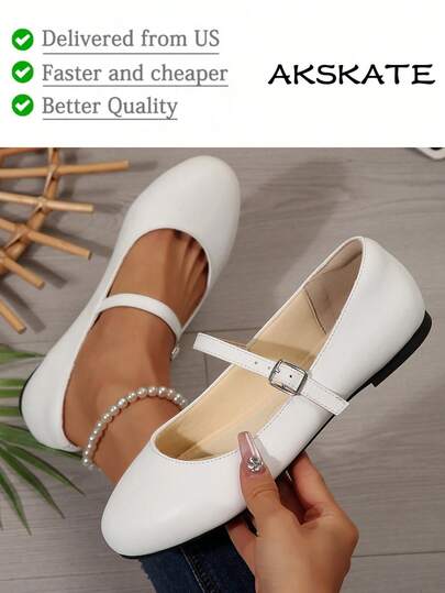 AKSKATE Women's Multi-Color Mary Jane Round Toe Flats | Buckle Strap Soft Sole Slip On Shoes | Versatile For Office, Commute & Daily Wear