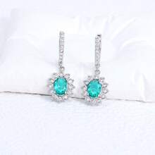 纯银防过敏女士耳环，镶嵌立方氧化锆，向日葵耳环，时尚精致耳环，生日礼物 - 銀色 - 查看 4