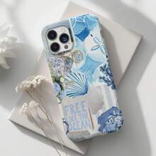 Beach Blue Floral Design Phone Case - Polycarbonate And TPU Cover - Multicolor - View 2