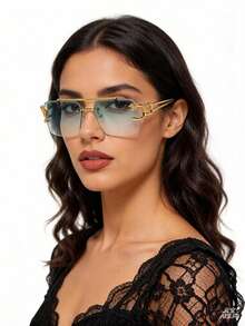 1副女士方形时尚眼镜，复古双梁设计，绿色镜框，豹纹装饰镜腿，适合假日、旅行、运动、驾驶、节日、海滩、音乐节、郊游、夏季配饰、度假、家庭出游、高尔夫、徒步旅行、优雅装扮、街头风配饰、运动、派对、户外活动、街头风、钓鱼、户外活动、度假。 - 綠色 - 查看 2