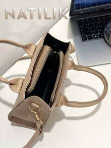 Solid Color Pu Handbag Casual Mini Square Bag For Commute Outdoors Fashion Crossbody Shoulder Bag Small Candy Color Crossbody Bag .Double Handle Bag. - 彩色 - 查看 9