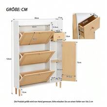 High-Quality Rattan Wardrobe With Four Drawers And Solid Wood Handles - For Bedroom, Living Room, Dining Room, Hallway -: Width 80 / Height 80 / Depth 38 Cm - Apricot - View 8