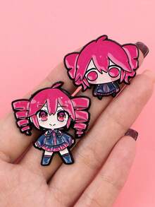 1pc Cute Anime Girl Enamel Badge And Brooch, Suitable For Backpacks, Jewelry, Kawaii Items - Multicolor - View 1