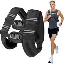 6lb/8lb/12lb/16lb/20Lb Weighted Vest Woman Men With Reflective Stripe, Chest Adjustable Weight Vest For Workout Jogging Exercise Strength Fitness - màu đen - Xem 4