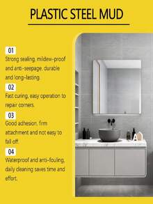 Bột trét nhựa thép, dùng trong gia đình, nhà bếp, phòng tắm, nhà vệ sinh, sửa chữa vết nứt, kết dính, chống thấm, chống nấm mốc, vật liệu bịt kín, chất trám, keo dán kính, keo chà ron gạch phòng tắm, keo bịt kín nhà vệ sinh. - Bột trét nhựa - Xem 8