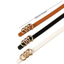 1pc Women's Casual Metal Buckle Leather Belt, Suitable For Couples Gift, Fashion Versatile Decorative Waist Belt For Jeans, Skirts, Trousers, Metal Buckle Belt For Wedding, Party, Daily Wear, Multiple Colors Available - 1pc - View 4
