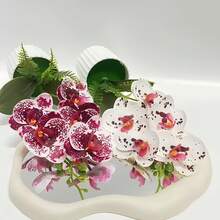 1/3盆仿真蝴蝶兰植物 - 逼真质感蝴蝶兰装饰，适用于家居、酒店、办公桌，配有塑料花盆 - 1盆人造蘭花盆栽 - 查看 5