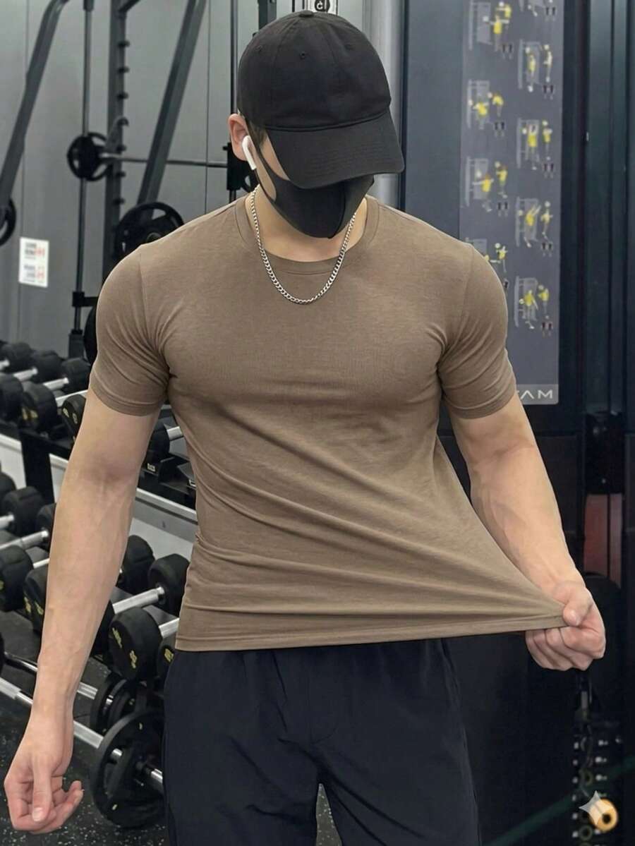 Men T-Shirts - 咖啡棕 - 查看 1