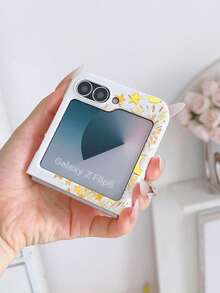 1个时尚简约亲肤PC材质可爱简约太阳星元素折叠手机壳，可保护手机并防止跌落，适用于：三星Galaxy Zflip 3/Zflip 4/Zflip 5/Zflip 6/Zflip 7/ Find N3 Flip/ Razr 50 Ultra/ Razr 60 Ultra/ Razr 60/ Razr 50/小米MIX Flip/Galaxy Z Flip7 FE - 白色 - 查看 4