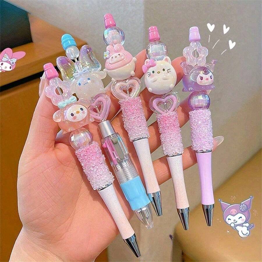 SANRIO 1支肉桂卷造型梅洛樱桃水晶闪亮钻石旋转中性笔，可爱梦幻激光笔，酷炫串珠笔，生日礼物，情人节礼物，婚礼礼物，旅行配件，绘画，书写，书籍，节日派对礼物，四季皆宜 - 卡通 - 查看 1