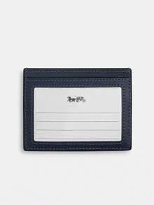 Coach 10 Card Slots Rhombus Pattern Card Holder, Ultra-Thin Wallet With RFID Blocking Front Pocket - Blue - View 2