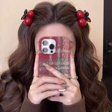 1-2个安库拉红色樱桃发夹，精致优雅的侧刘海/马尾发夹，发饰 - 彩色 - 查看 6