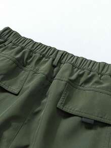 1pc Men's Solid Color Multi-Pocket Cargo Pants With Belt Loops, Casual Loose Straight Leg Trousers, Suitable For Spring, Summer, Autumn And Winter, Outdoor Fashion Cargo Pants, Gift For Boyfriend/Husband - Army Green - View 5