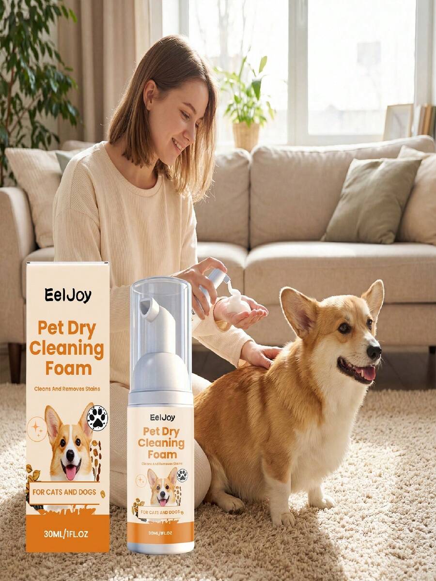 EelJoy Pet Grooming Mousse, Gentle Formula, Non-Irritating Daily Deodorizing And Moisturizing Pet Shampoo, Portable And Convenient For Anytime Use - 30ml - View 1