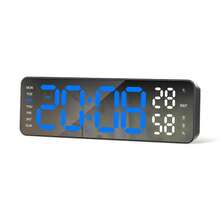 1 Cáp dữ liệu, Đồng hồ báo thức kỹ thuật số 3D để bàn, Đồng hồ treo tường LED phát sáng cho phòng ngủ, Đồng hồ điện tử đa chức năng đơn giản - Vỏ đen - Xem 8