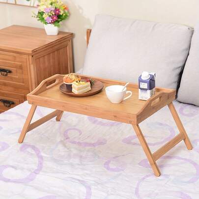 Klappbarer Bambus-Tisch, 1 Stück, ideal als Serviertablett für Mahlzeiten im Bett, Teetablett, Frühstückstisch oder Laptop-Unterlage, perfekt für die Sofa-Nutzung, Geschenkidee für Vatertag oder Muttertag