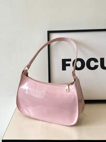 1 pieza Bolso Hobo de cuero patentado, bolso de hombro brillante estilo Y2K, bolso ligero, bolso compacto para uso diario, bolso versátil casual para ir y venir, perfecto para chicas/estudiantes/jóvenes, para ir y venir diario, compras - Multicolor - Ver 16