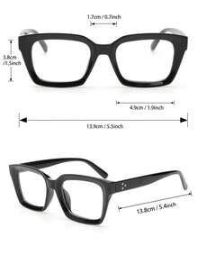 1PC Square Frame Eyeglasses Clear Lens For Reading, Gaming, TV,Computer And Phones, For Women Men - Multicolor - View 3