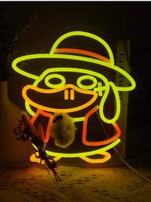 1 pieza Gafas de natación con diseño de pato LED Señal de neón decorativa de pared, alimentada por USB con interruptor regulable, ideal para bar, dormitorio, sala de estar, cumpleaños, sala de juegos, cueva de hombres y decoración de club, regalo perfecto para cumpleaños y festivales - luz policromática - Ver 15