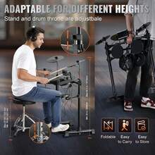 Electric Drum Set, 15 Drum Kits & 150 Sounds Electronic Drum Kit, USB MIDI Supported 6.5 In Quiet Mesh Snare Electric Drum Set With 10 In Cymbals Drum Sticks & Headphone, For Beginners & Adults - 6.5 In - View 6