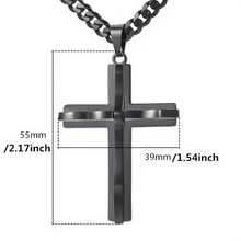 1pc Men's Hip-Hop Style Black Cross Pendant Necklace - Gun Black - View 1