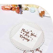20 Stücke/40 Stücke/100 Stücke Roségold Folie "Danke, dass Sie gekommen sind" Papierservietten, Einweg-Cocktailservietten, elegante weiße & roségoldene Party-Servietten für Hochzeit, Baby-Shower, Geburtstag, Bridal-Shower & Abschiedsparty Tischdekoration - Weißer Hintergrund mit goldener Schrift - Übersicht 5
