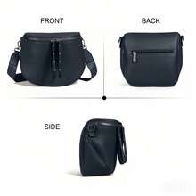 Navy Blue Crossbody Bags For Women, Large Vegan Leather Bum Bag - 藏蓝色 - 查看 4