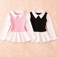 Girls' Long-Sleeved Blouse,  For Bloggers, Cold Weather, Winter / Long-Sleeved Blouse - Black/Pink Baby Kit 2 Pieces - View 1